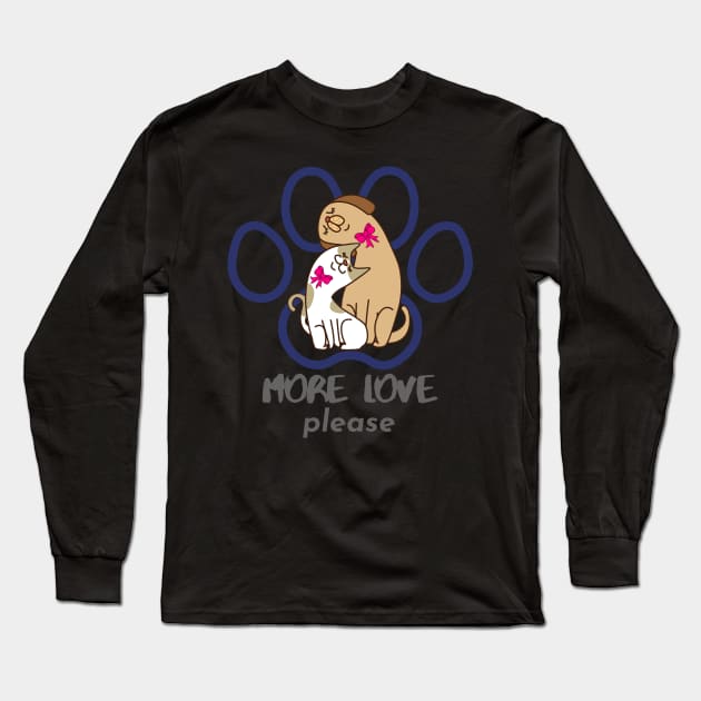 Cute Dog and cat love Long Sleeve T-Shirt by T-Crafts